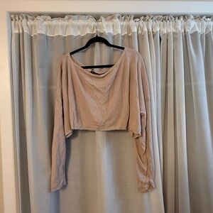 Nasty Gal Light Beige Long Sleeve Crop Top